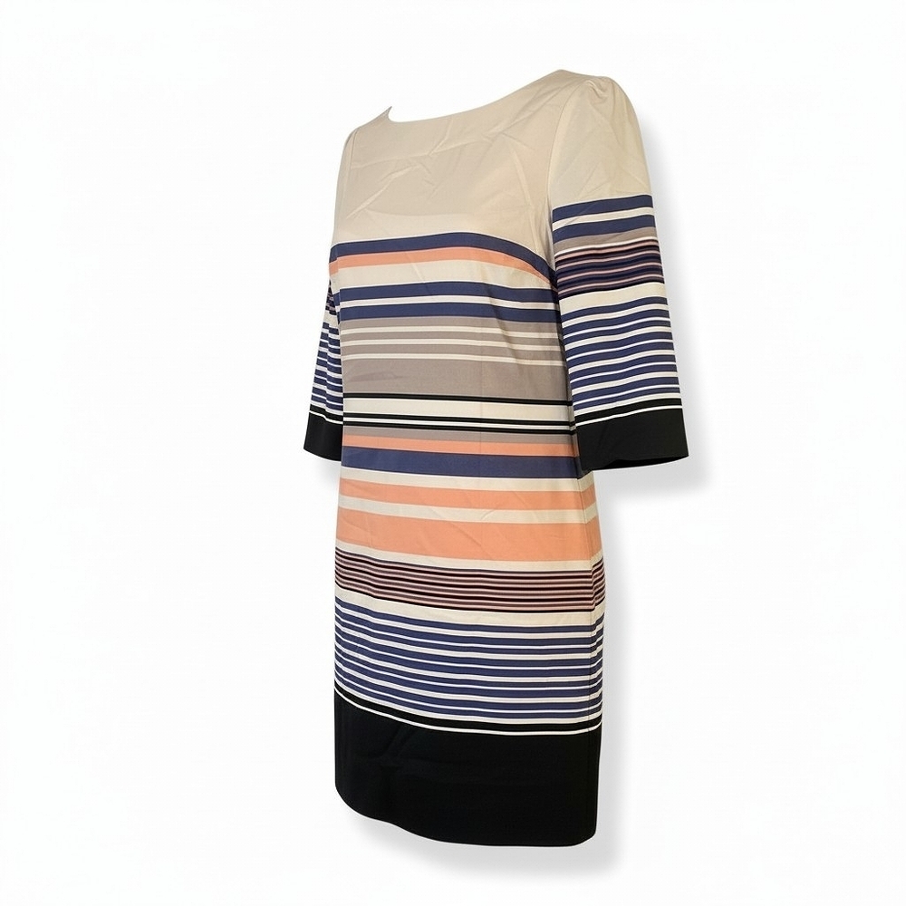 NWT! MONSOON Striped Dress in Peach, Blue & Black - Picture 2 of 4